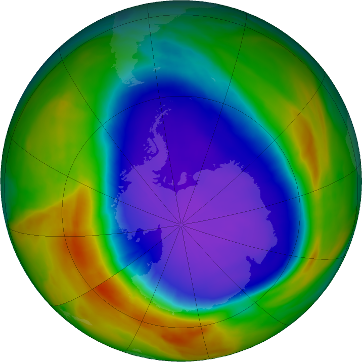 Antarctic ozone map for 02 October 2023